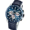 Festina Herrenuhr Timeless Chronograph Armbanduhr Leder dunkelblau UF20561/2
