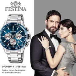 Festina Herrenuhr Timeless Chronograph Armbanduhr Edelstahl silber UF20560/2