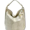 Florence Beuteltasche Echtleder beige geprägt Damen Hobo Bag Tasche OTF162I