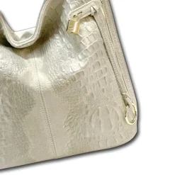 Florence Beuteltasche Echtleder beige geprägt Damen Hobo Bag Tasche OTF162I