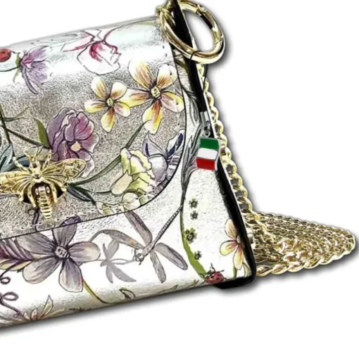 Florence Biene Damen Echtledertasche farbig silber metallic OTF832JF