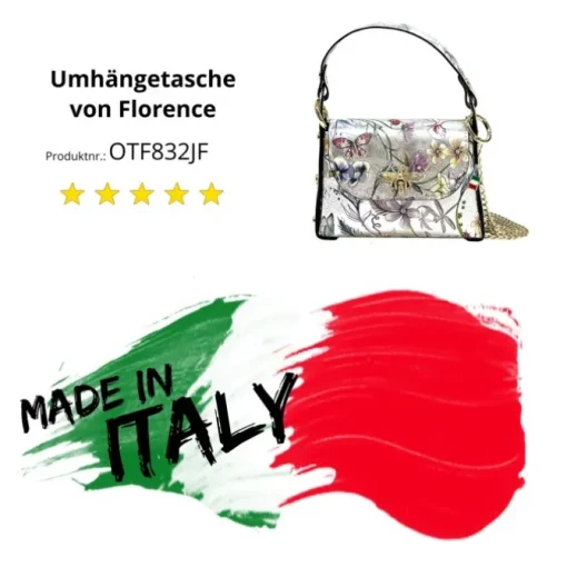 Florence Biene Damen Echtledertasche farbig silber metallic OTF832JF