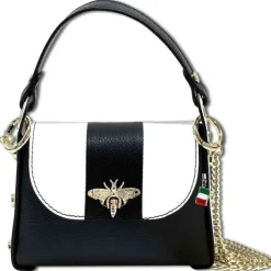 Florence Biene Damen Handtasche Echtleder schwarz/weiß OTF833SW