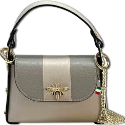 Florence Biene Damen Handtasche Echtleder grau/hellgrau OTF833KK