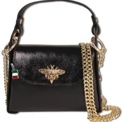 Florence Biene Damen Handtasche Echtleder metallic schwarz OTM805M