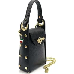 Florence Biene Damen Handtasche Echtleder schwarz OTF813S