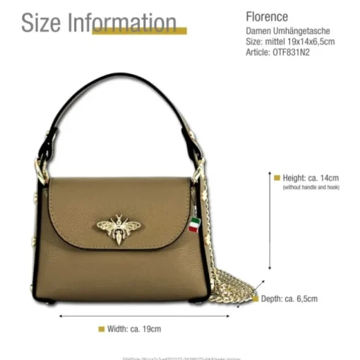 Florence Biene Damen Handtasche Echtleder taupe OTF831N2
