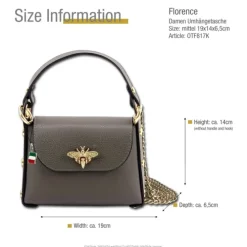 Florence Biene Damen Handtasche Echtleder grau OTF817K