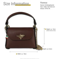 Florence Biene Damen Handtasche Echtleder dunkelbraun OTF817N