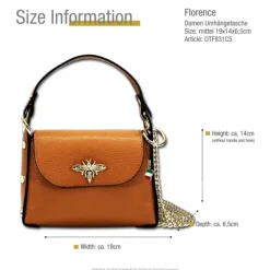 Florence Biene Damen Handtasche Echtleder tan hellbraun OTF831C5