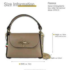 Florence Biene Damen Handtasche Echtleder taupe OTF817C