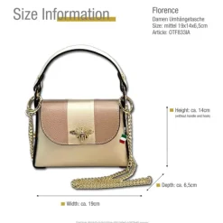Florence Biene Damen Handtasche Echtleder beige/rosa OTF833IA