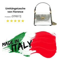 Florence Biene Damen Handtasche Echtleder silber metallic OTF817J