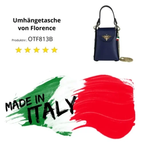 Florence Biene Damen Handtasche Echtleder dunkelblau OTF813B