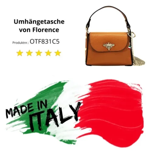 Florence Biene Damen Handtasche Echtleder tan hellbraun OTF831C5