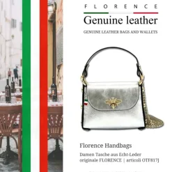 Florence Biene Damen Handtasche Echtleder silber metallic OTF817J