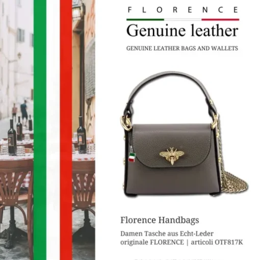 Florence Biene Damen Handtasche Echtleder grau OTF817K