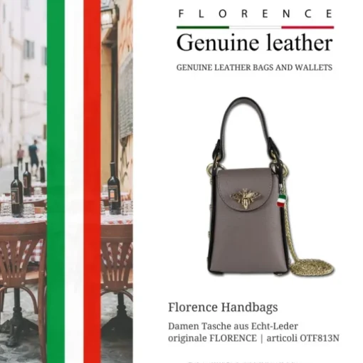 Florence Biene Damen Handtasche Echtleder dunkeltaupe OTF813N