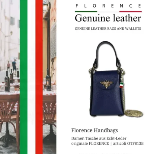 Florence Biene Damen Handtasche Echtleder dunkelblau OTF813B