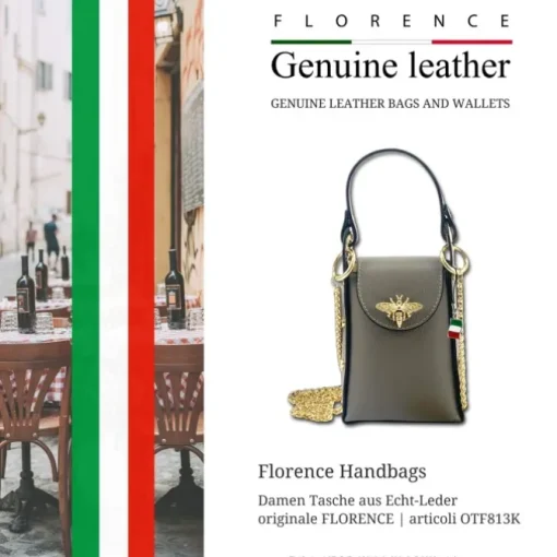 Florence Biene Damen Handtasche Echtleder grau OTF813K