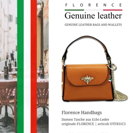 Florence Biene Damen Handtasche Echtleder tan hellbraun OTF831C5