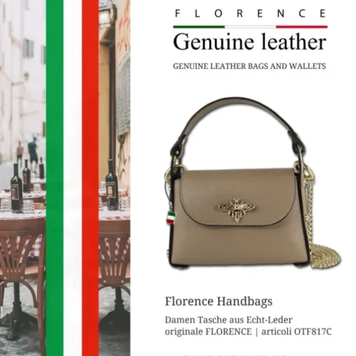 Florence Biene Damen Handtasche Echtleder taupe OTF817C