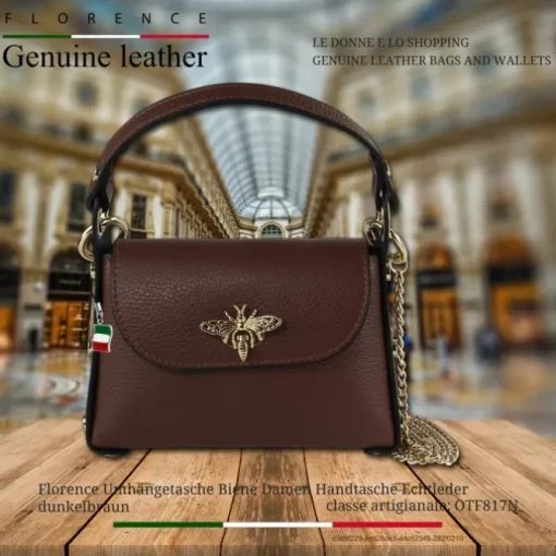 Florence Biene Damen Handtasche Echtleder dunkelbraun OTF817N