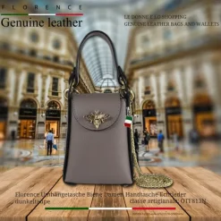Florence Biene Damen Handtasche Echtleder dunkeltaupe OTF813N