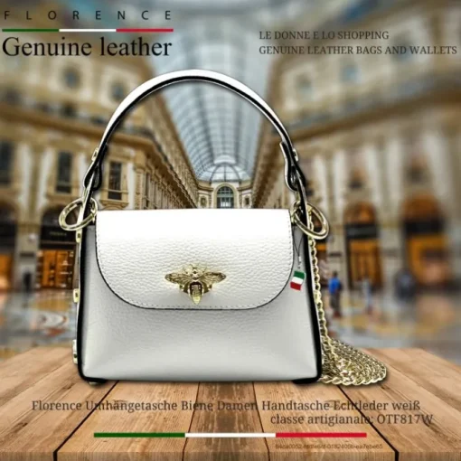 Florence Biene Damen Handtasche Echtleder weiß OTF817W