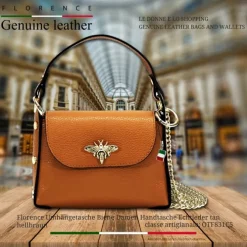 Florence Biene Damen Handtasche Echtleder tan hellbraun OTF831C5