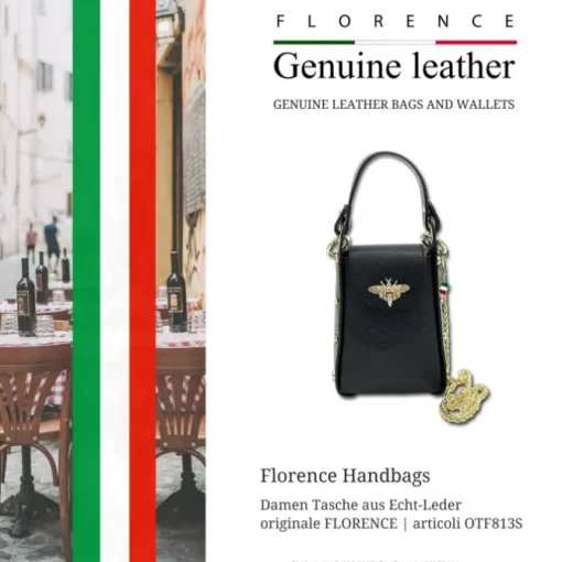 Florence Biene Damen Handtasche Echtleder schwarz OTF813S