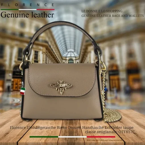 Florence Biene Damen Handtasche Echtleder taupe OTF817C