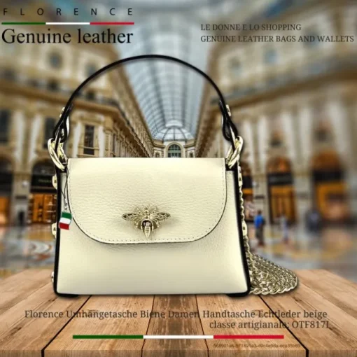 Florence Biene Damen Handtasche Echtleder beige OTF817I