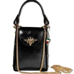 Florence Biene Damen Tasche Echtleder schwarz metallic OTM802S