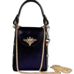 Florence Biene Damen Tasche Echtleder lila metallic OTM802V