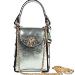 Florence Biene Damen Tasche Echtleder silbergrau metallic OTM802K