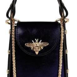 Florence Biene Damen Tasche Echtleder lila metallic OTM802V