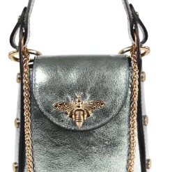 Florence Biene Damen Tasche Echtleder silbergrau metallic OTM802K