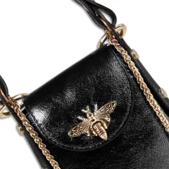 Florence Biene Damen Tasche Echtleder schwarz metallic OTM802S