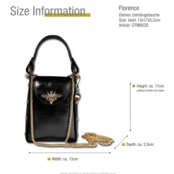 Florence Biene Damen Tasche Echtleder schwarz metallic OTM802S