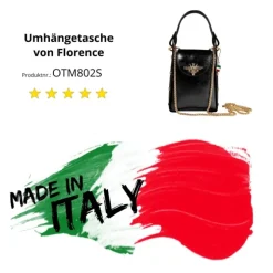 Florence Biene Damen Tasche Echtleder schwarz metallic OTM802S