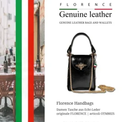 Florence Biene Damen Tasche Echtleder schwarz metallic OTM802S