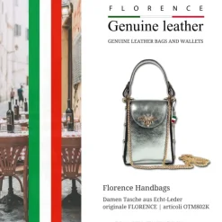 Florence Biene Damen Tasche Echtleder silbergrau metallic OTM802K