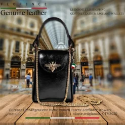 Florence Biene Damen Tasche Echtleder schwarz metallic OTM802S