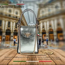 Florence Biene Damen Tasche Echtleder silbergrau metallic OTM802K