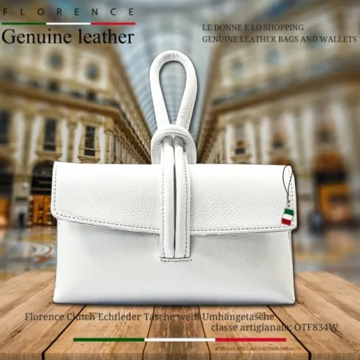Florence Clutch Echtleder Tasche weiß OTF834W