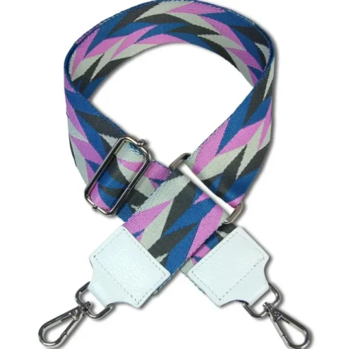 Florence Damen Boho-Gurt Canvas Leder weiß lila blau OGP011JF
