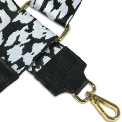 Florence Damen Boho-Gurt Canvas Leder schwarz weiß OGP003YS