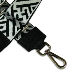 Florence Damen Boho-Gurt Canvas Leder schwarz weiß OGF004JS