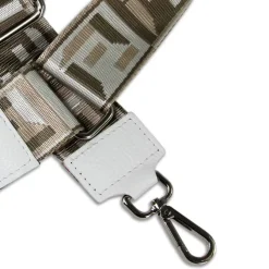 Florence Damen Boho-Gurt Canvas Leder weiß hellbraun silber OGF002JW
